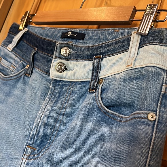 7Fam jeans high waisted, 2 tone crop jeans- y2k - Picture 4 of 14